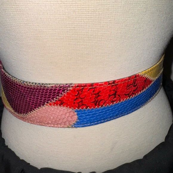 Vintage - 80’s Rainbow Snakeskin Belt with Gold Buckle - Picture 4 of 6